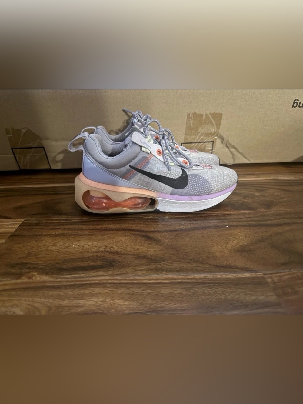 Nike Women’s Air Max Athletic Shoes - Light Gray with Peach and Black